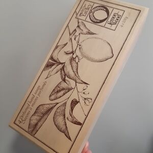 Wooden Lemon Box with Botanical Illustration